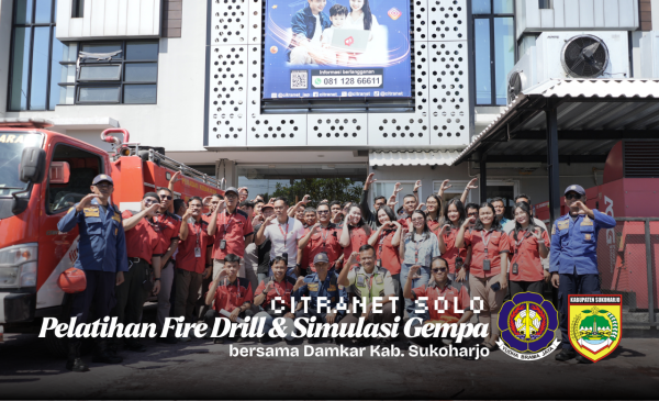 TINGKATKAN KESIAPSIAGAAN, CITRANET SOLO GELAR PELATIHAN FIRE DRILL BERSAMA DAMKAR KABUPATEN SUKOHARJO
